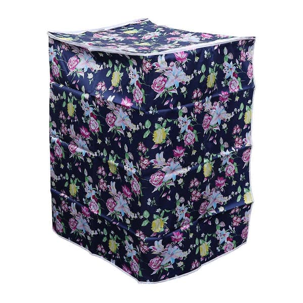 555887cm Helautomatisk Vaskemaskin Deksel Polyester Sateng Stoff Vanntett Vaskemaskin Beskyttelsesetui (Sort Rose)[D]