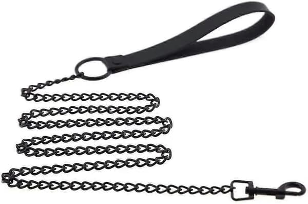 Shxx Kraftig Hundesnor Kæde Anti-bid Metal Basic Kæledyrssnor Med Læderhåndtag Ca. 1,1 meter Længde Egnet Til Små og Mellemstore Hunde Xq-pc1[D]