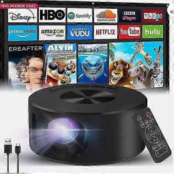 4K Mini Projektori 8000 Lumen LED 1080P WiFi Android/iOS Kannettava Kotiteatteri US[D]
