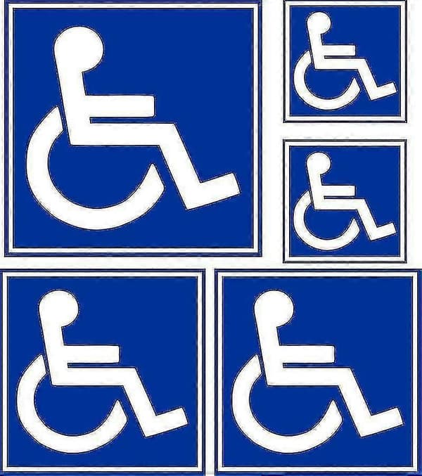Sett 5x Klistremerke bildør handicap parkering toalett toalettpanel