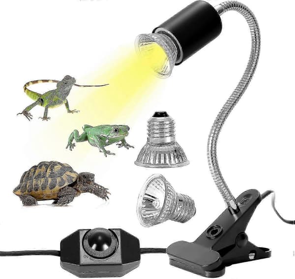 XHW Varmelampekit for skilpadder Reptilvarmelampe med 2 UVA UVB-pærer 25W 50W Lang base Skilpaddelampe 360 graders rotasjon for skilpadder Reptiler Øg