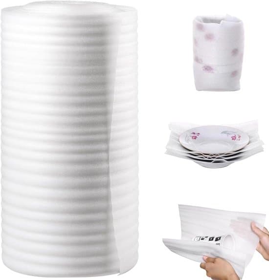 Hvit skum aluminiumsfoliepapir – emballasjeskumrull, 30 cm x 30 m – bobleplast for flytting