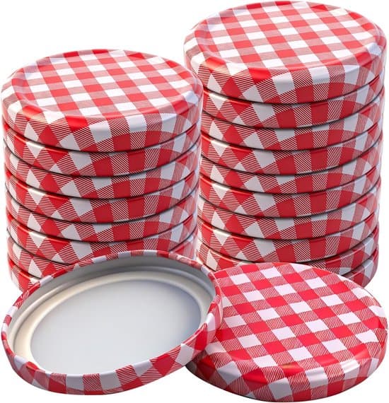 50 Glaslåg 82 mm – Rød- og Hvidstribet Twist-Off Skruelåg – Erstatningslåg til Henkogningsglas og Skruelågsglas (230/350/435/565 ml)