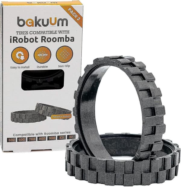 Dekk og Hjul for iRobot Roomba 500, 600, 700, 800 og 900-serien (pakke med 2 enheter) Laget i Spania Ikke-skli
