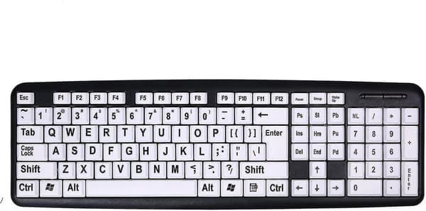 Tastatur med stor skrift, kablet tastatur med store bokstaver, USB-tastaturer for svaksynte