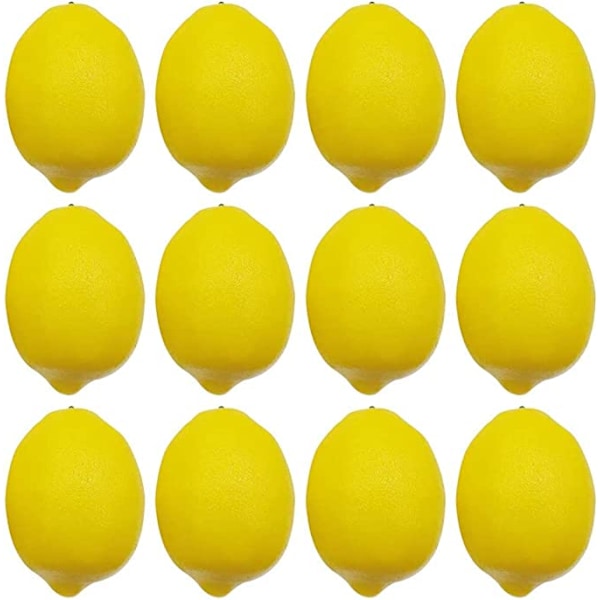 Konstgjorda citroner, 3,7\" x 2,5\" stor storlek levande konstgjord citron plast falsk gul citron