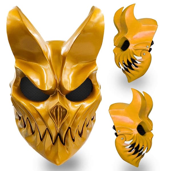 Skrekkdemonmaske Skummel Deadcore Djevelmaske Skummel Halloween Harpiks Maskerade Cosplay Kostymetilbehør (Gull)