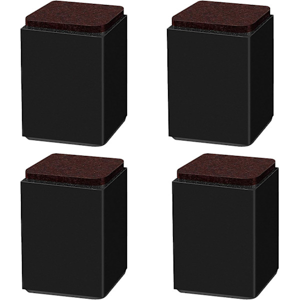(Svart 10cm) 4 stk møbelstøtteben, selvklebende karbonstålforsterker, firkantet 6x6cm, for sofa, seng, TV-skap, skapforsterker, høyde 5cm/1