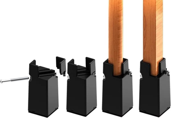 Justerbar sengforhøjelse 10 cm med skrueklemmer, 4\" møbelforhøjelse Heavy Duty 4-pak sofa bord og stolforhøjelse til firkantet/rundt møbelbendiameter