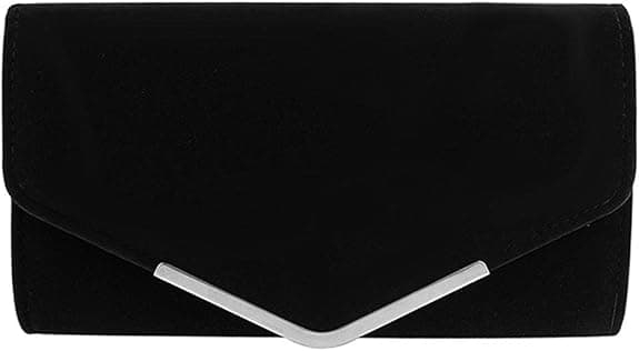 Svart - 26*15*6CM Dame Aften Håndveske med Avtakbar Fløyelskjede for Bryllup