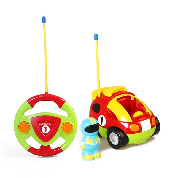 Tegneserie RC Racing Car Radio Fjernkontroll med musikk og lyd for baby og småbarn biler, skoleklasseromspris, leketøy for 2 år gamle barn
