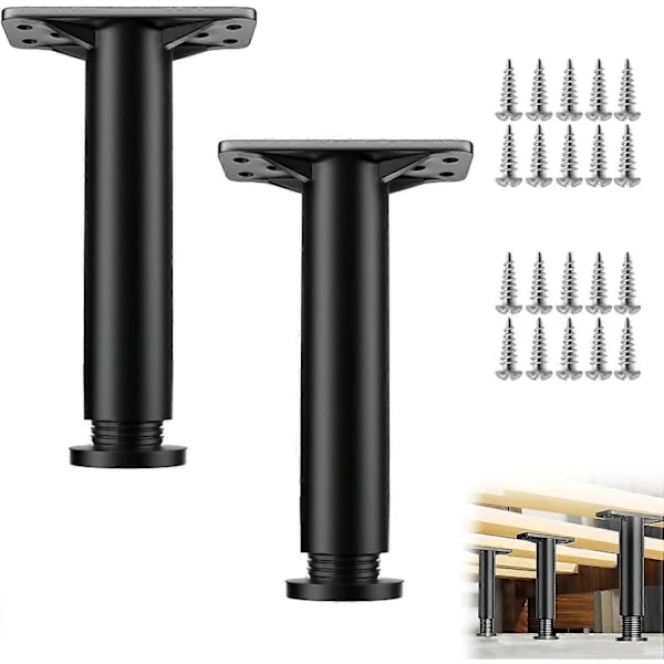 /EA/Svarta, 2 stk. Justerbare sengeben, 20 cm-35 cm badeværelsesmøbelben, møbelben, justerbare møbelben, til borde, stole, skabe, sofaben