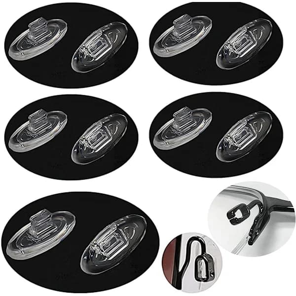 /EA/ Push-in Brille Neseputer, 10 Par Erstatningsneseputer for Briller, Ovale Myke Silikon Nesebeskyttere Sklisikre Øyeputer (Klar, 14 mm)