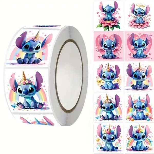 500 Cartoon Stitch-klistremerker for DIY-mobiltelefon, gaveeske, konvoluttforsegling - selvklebende dekaler