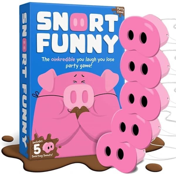 Snort Funny Grisspel, Oinkcredible Du Latter Du Taper Selskapsspill, Grisenese-spillet for Familie og Venner, med 150 Utfordringskort, 5 Griseneser