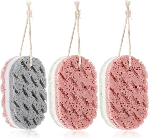 3 kpl kylpysieniä naisille, syvästi kuoriva loofah-vartalokuorinta, suuri kylpysieni, kylpytarvikkeet