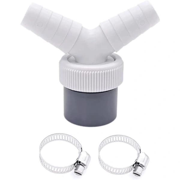 2-i-1 avløpsslangekobling for oppvaskmaskin og vaskemaskin, 2-veis Y-type splitter slangekoblingsadapter.