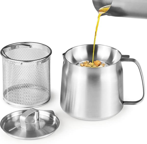 Friteuse i rustfritt stål med kurv og sil 1,5L 147cl Oppvaskmaskinsikker sølv