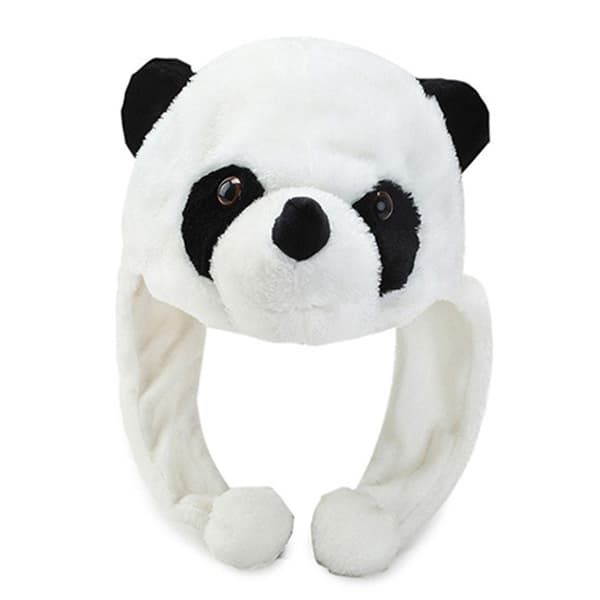 Tegneserie Plysj Panda Dyr Lue med Pom Pom Lange Stropper Termisk Varm Morsom Utstoppet Leketøy Øreklaff Lue Festrekvisitter