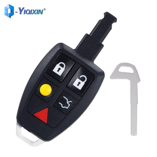 5-knappers fjernkontroll bilnøkkel etui skall for Volvo S40 C70 XC90 V70 S60 V50 C30 2008 2009 2010 2011 dekselinnlegg uklippet blad