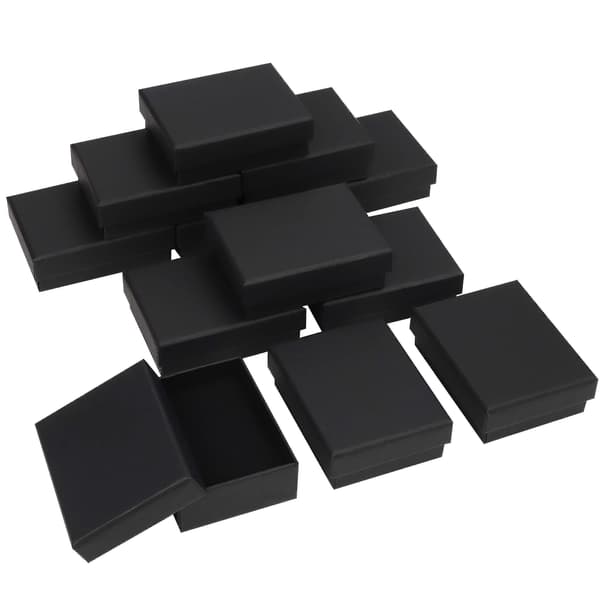 Mustat pahviset korurasiat - 12 kappaleen pakkaus, 9x7x3cm pieni lahjapakkaus sienellä sisällä - kaulakoru- ja sormusnäyttö