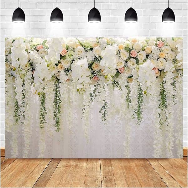 Hvit rose blomsterfoto bakgrunn brud bryllup blomster vegg