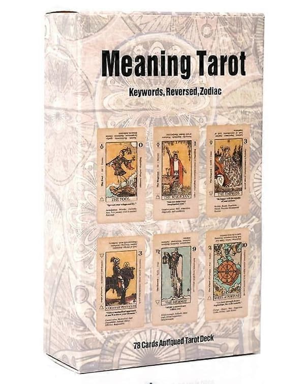 Tarot-kortti merkityksineen aloittelijoille, avainsanoilla varustettu antiikki Tarot-pakka, Tarot-opiskeluun 78 kortin pakka, Tarot PDF-oppaalla