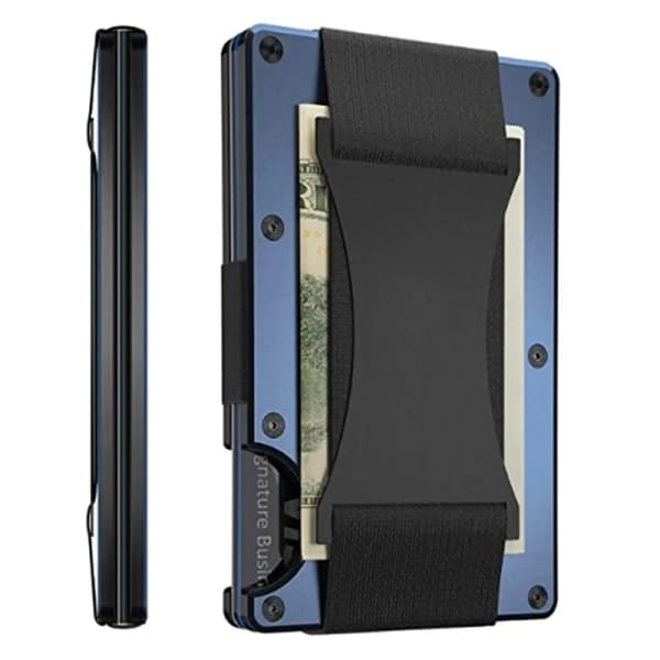 Herre Slim Ridge Man Lommebøker Merke Luksus Aluminium Karbon RFID Metall Vesker Etui Carteira Masculina Kredittkortholder