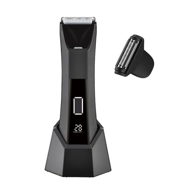 2-i-1 Intimbarbermaskin for menn, elektrisk med ladestasjon, vanntett, justerbar, Type-C