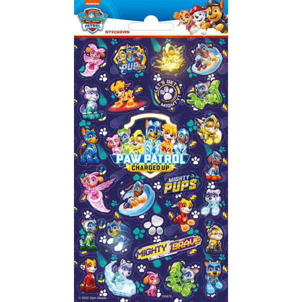 Funny Products Paw Patrol Mighty Pups 25 St Glitrende Klistermærker