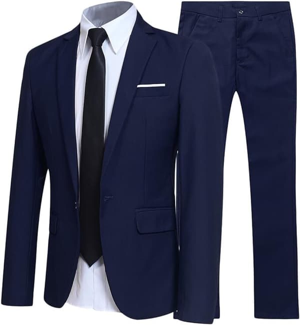 Miesten Slim Fit 2-osainen Business-puku, Takki, Housut