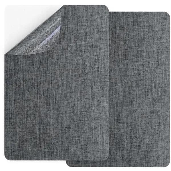 2 selvklebende reparasjonslapper i lin for tekstiler, uten søm, bare skrell og fest for sofa, telt, møbler, bilsete, mørkegrå 20 x 28 cm