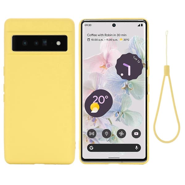 for Pixel 7 Pro Pure Color Flytende Silikon Støtsikkert Mobilskall - Perfekt Yellow-max