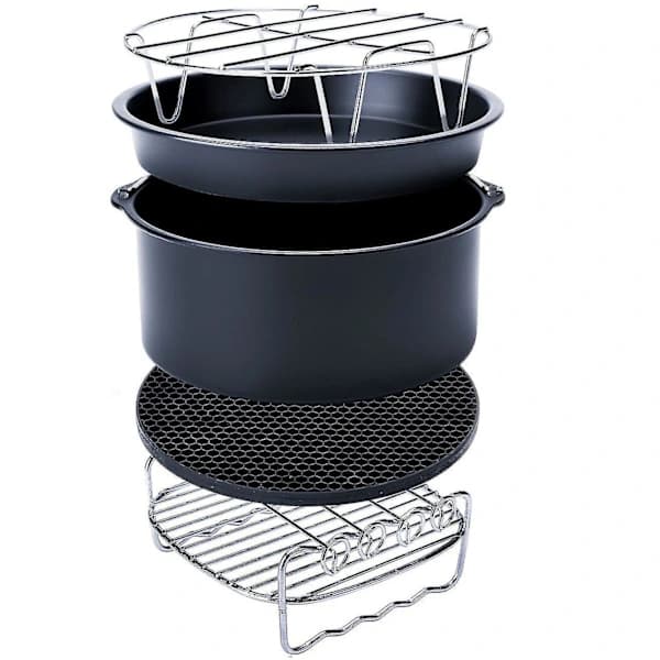 Fritøse Air Fryer Tilbehør Passer alle Airfryer 6/7/8 tommer 5 delers sett (størrelse: 6 tommer 5 stk sett) [CO]