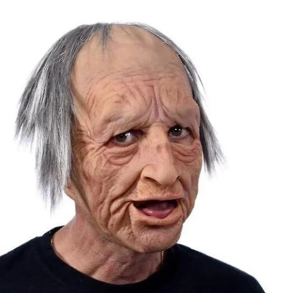 Morsomme realistiske latexmasker for gammel mann og kvinne med hår, Halloween-cosplay, festdrakt, gummimaske, fest[CO]