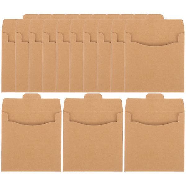 50 stk. Kraftpapir CD-etuier DVD-emballagepose CD-opbevaringspose CD-kuvert Lysebrun 15X12CM