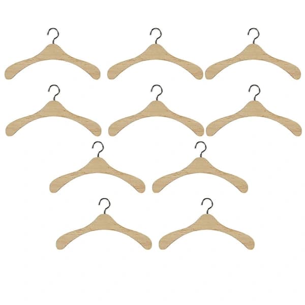 10 stk. Dukke Klesstativ Dukke Klær Trehenger Dukkehus Kleshengere Som Vist 12X6.5X0.5CM