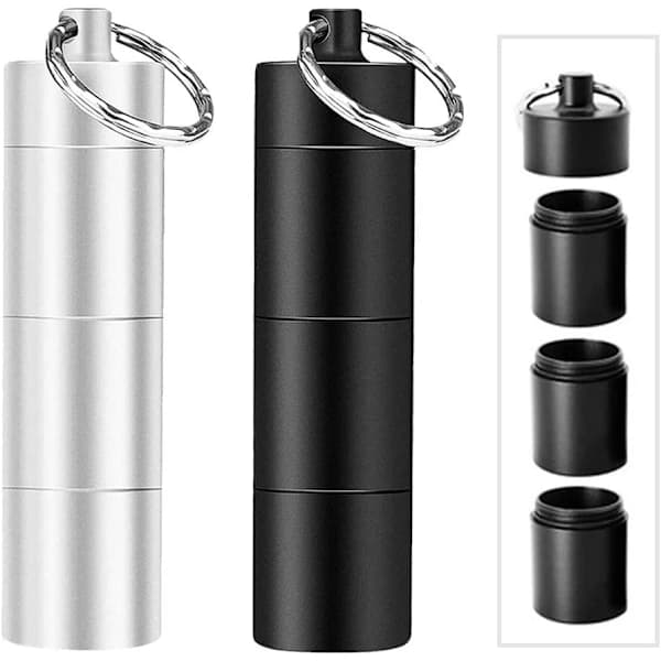 2 stk. Aluminium Pilleboks, Bærbar Pilleetui Vanntett Daglig Pillebeholder Holder 3 Rom Metall Lomme Pilleesker Reise Pilleholder
