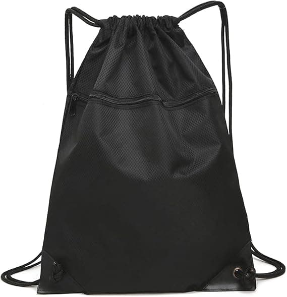Gymbag med snøring, Sport PE-bag med stor kapasitet og utvendig glidelås, vanntett svømme-ryggsekk med snøring for sport, skole, strand, ferier,