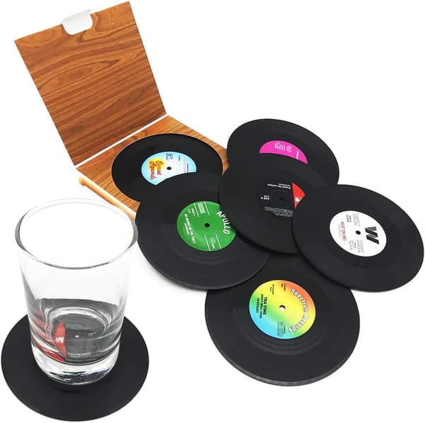 6 stk. Retro CD Plade Vinyl Brikker Kop Måtte til Kaffe Drik Service Skridsikre Brikker, ingen æske