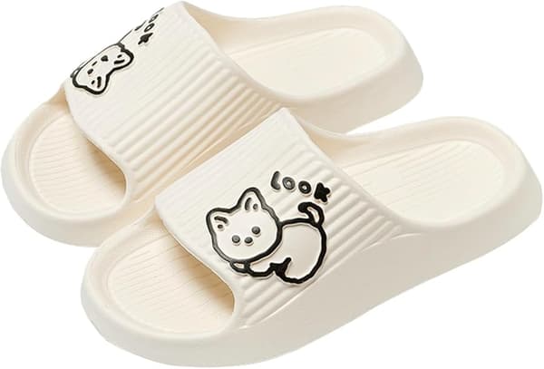 Dame Herre, Sklisikre Dusj Badesko, Myke Flip Flops med Slippers For Innendørs Hjem Hage, Søte Katteprint Jentesandaler