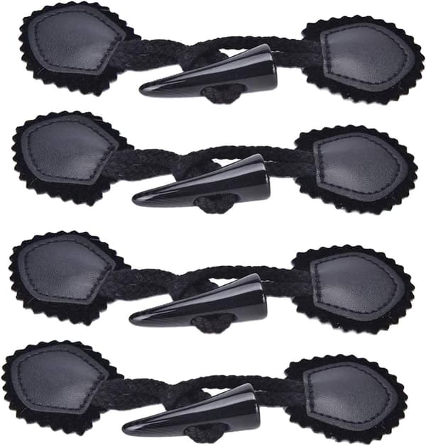 4 Par Läder Horn Toggle Förslutningsknappar Kappa Jacka Duffel Sjal Kläder Sömnad Diy Kläder Hantverk - Svart