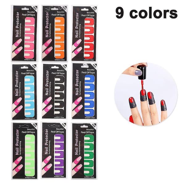 9 Farver Neglelak Beskytter Spildsikker Aftagelige Negle Stickers Engangs U-formet Tape Til Neglekunst Maling