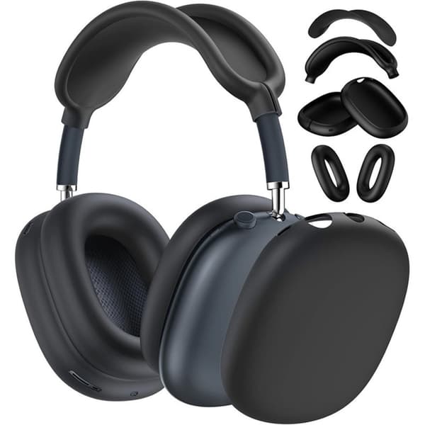 AirPods Max 2 silikoneetui 4-dele sæt - blød touch, anti-skrabe, vaskbar beskyttelse kompatibel med Apple AirPods Max 2 Black