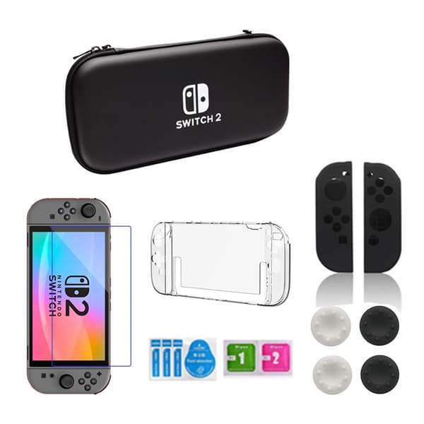 Switch2 Musta Set: Suojakotelo & Lisätarvikepaketti