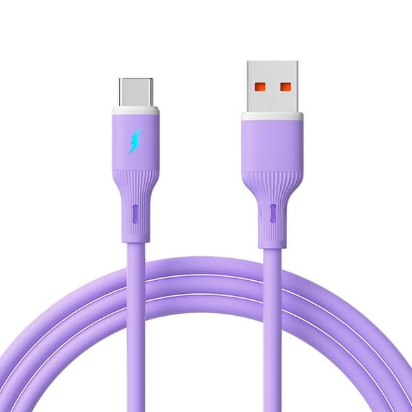 66W USB Type-C -pikalatauskaapeli matkapuhelimille - Silikoninen datakaapeli Purple