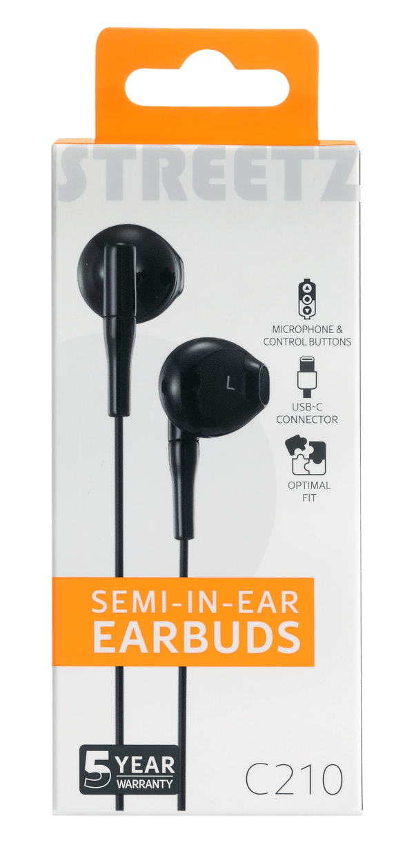 C210 Semi-in-ear earbuds, 3-button, USB-C, black