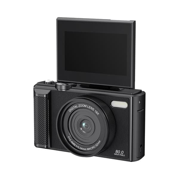 Retro flip spejlløs kamera med 180 graders flip-skærm til vlogging, selfies og rejsefotografering, 80MP fotos, 5K video, AF autofokus og WiFi-overførs