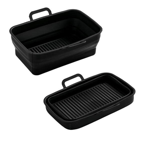 Sammenklappelig firkantet Air Fryer silikoneform 19,5x12,7x7 cm Black
