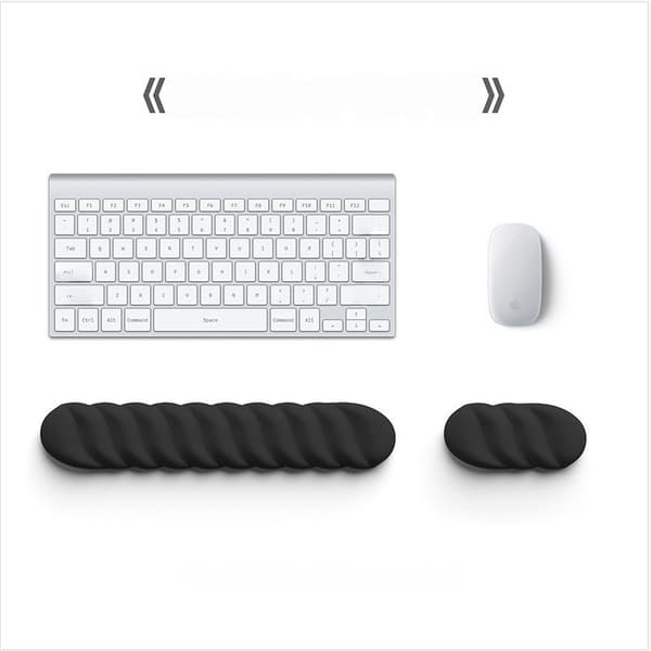 Ergonominen näppäimistön rannetuki ja hiirimatto yhdistelmä toimistokäyttöön, lievittää käsien väsymistä Black
